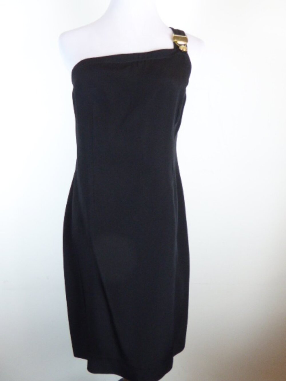 OZBEK Italy one shoulder little black dress 10